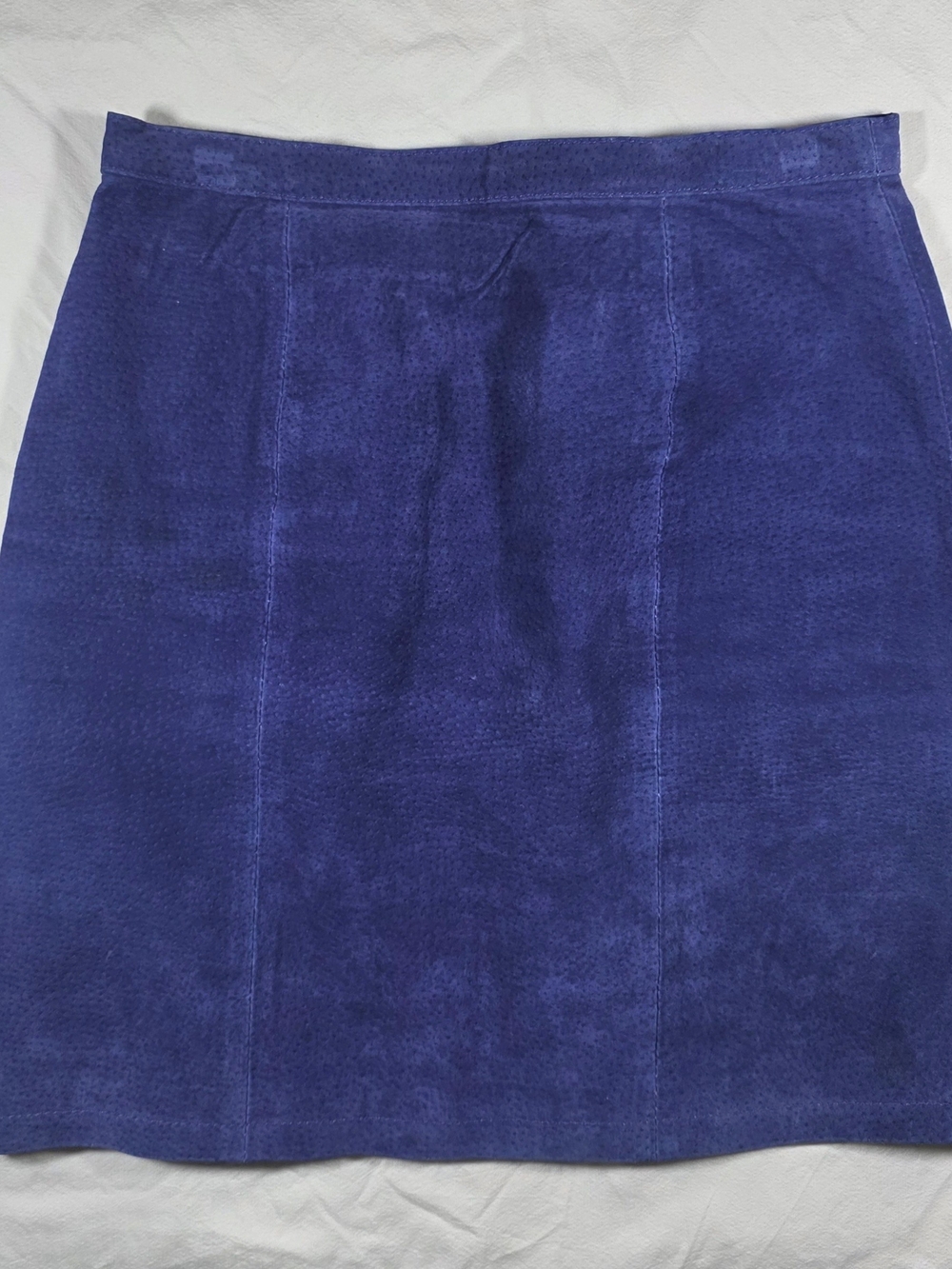 Vintage 80s 90s Royal Blue Leather Suede Mini Skirt High Waisted A Line Indie